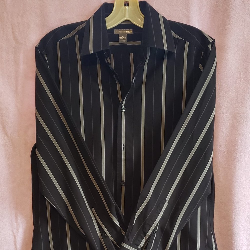 Men's Black & Grey H&M Dress Shirt